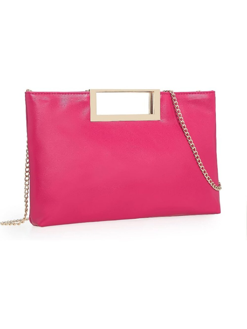 Women's Hot Pink PU leather Evening Clutch Handbag Stylish Convertible Purse